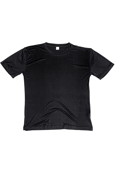 Basic T-Shirt, 100% Seide, Interlock, Schwarz, XL